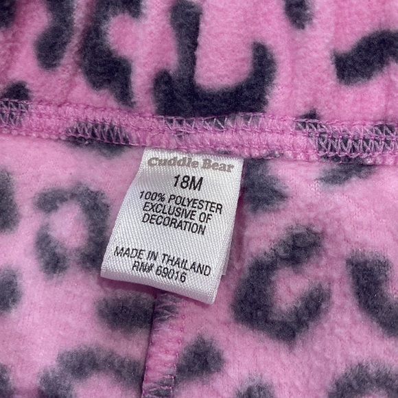Cuddle Bear 18 month pink leopard fleece pants - Picture 2 of 3